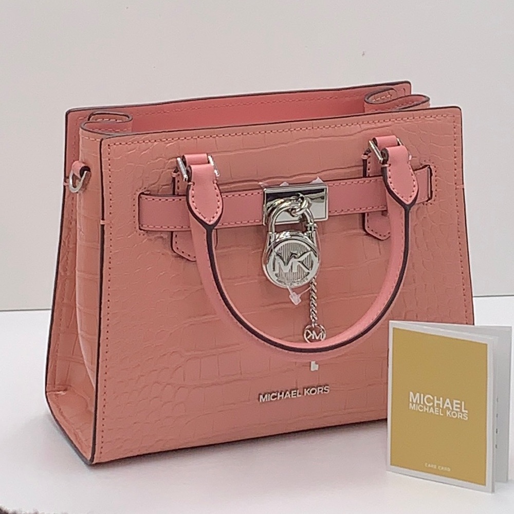 MICHAEL KORS
Hamilton Small Crocodile Embossed Faux Leather Satchel
Primrose
NWT